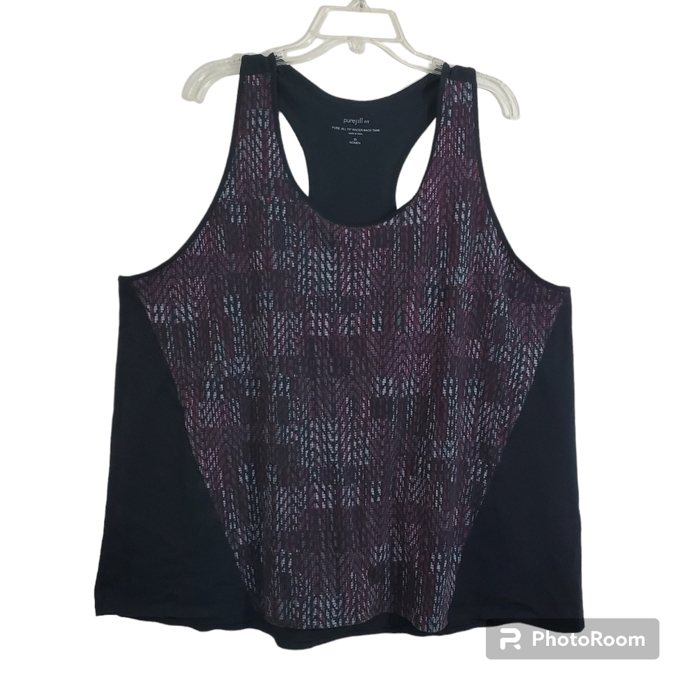 J. Jill Pure Fit Racerback Tank Top Black Size 3X Activewear Athleisure Size 3X